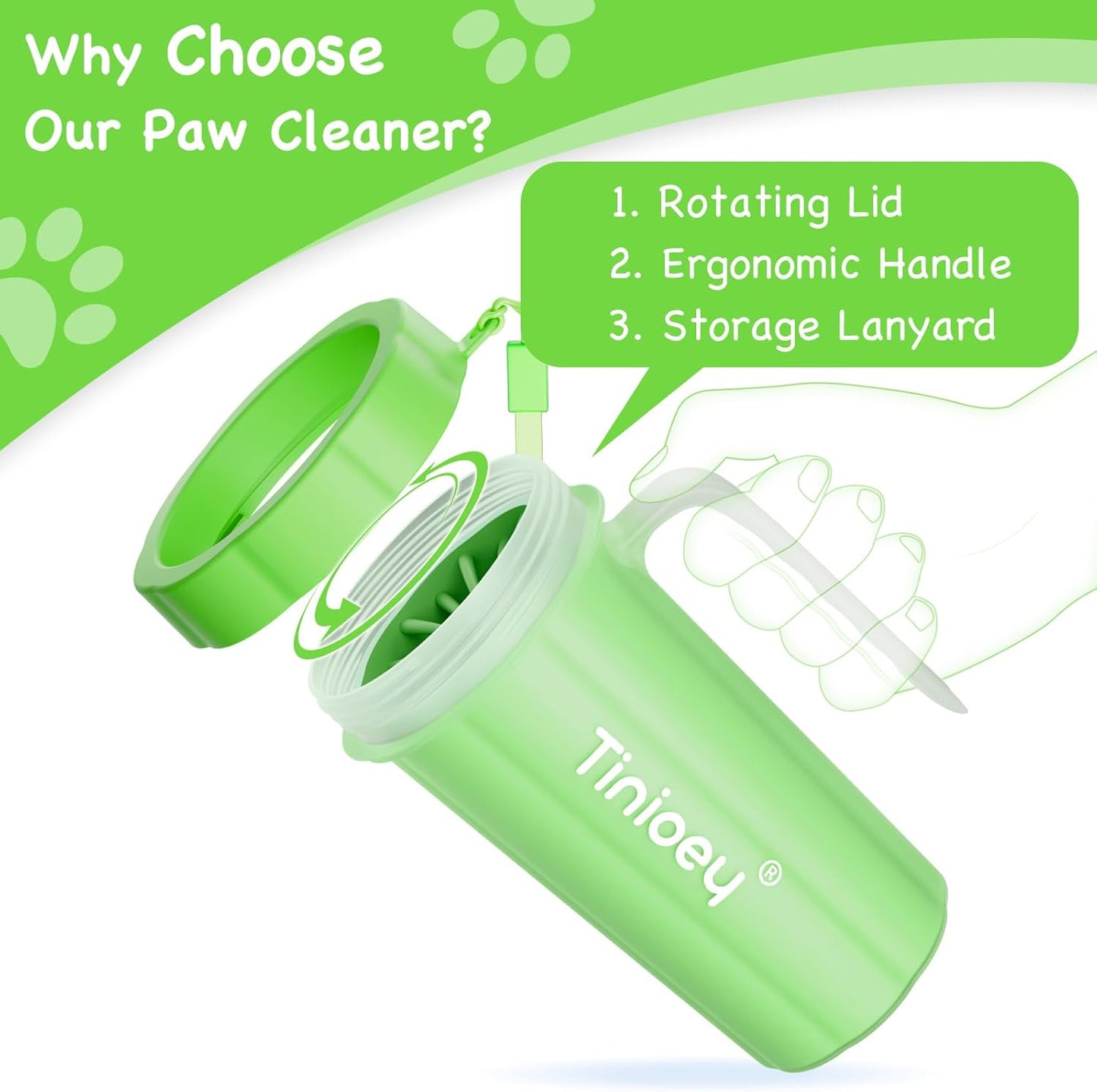 Paw Cleaner for Large Dogs with Handle | Dog Paw Cleaner Large Breed to Clean Muddy Paws | Dog Foot Cleaner | Paw Washer for Dogs & Pets| Dog Feet Washer (Green)