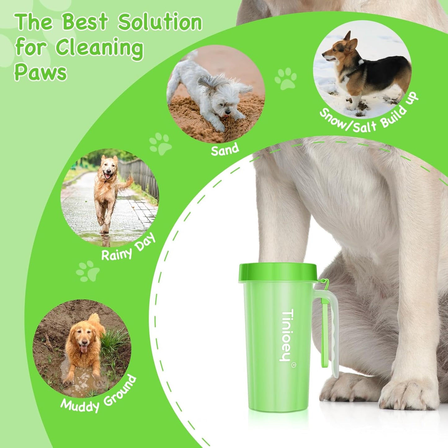 Paw Cleaner for Large Dogs with Handle | Dog Paw Cleaner Large Breed to Clean Muddy Paws | Dog Foot Cleaner | Paw Washer for Dogs & Pets| Dog Feet Washer (Green)