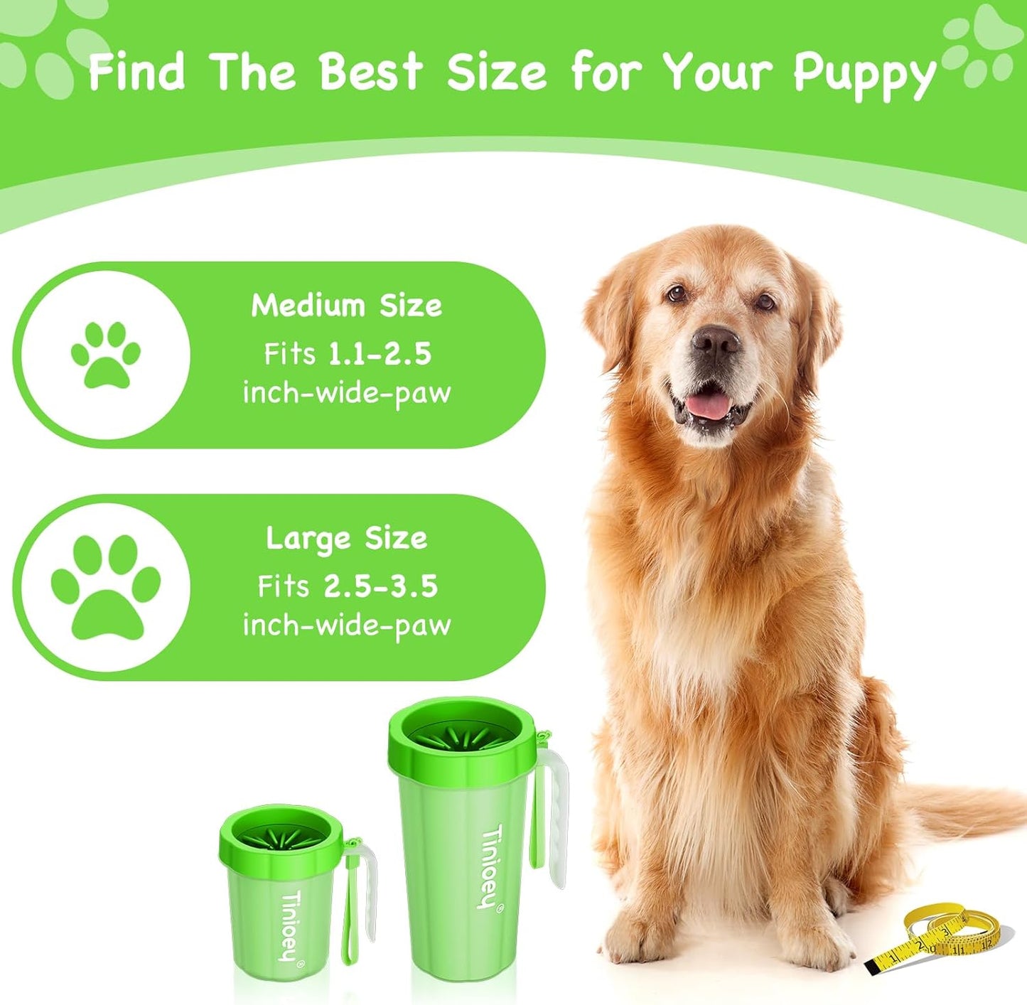 Paw Cleaner for Large Dogs with Handle | Dog Paw Cleaner Large Breed to Clean Muddy Paws | Dog Foot Cleaner | Paw Washer for Dogs & Pets| Dog Feet Washer (Green)
