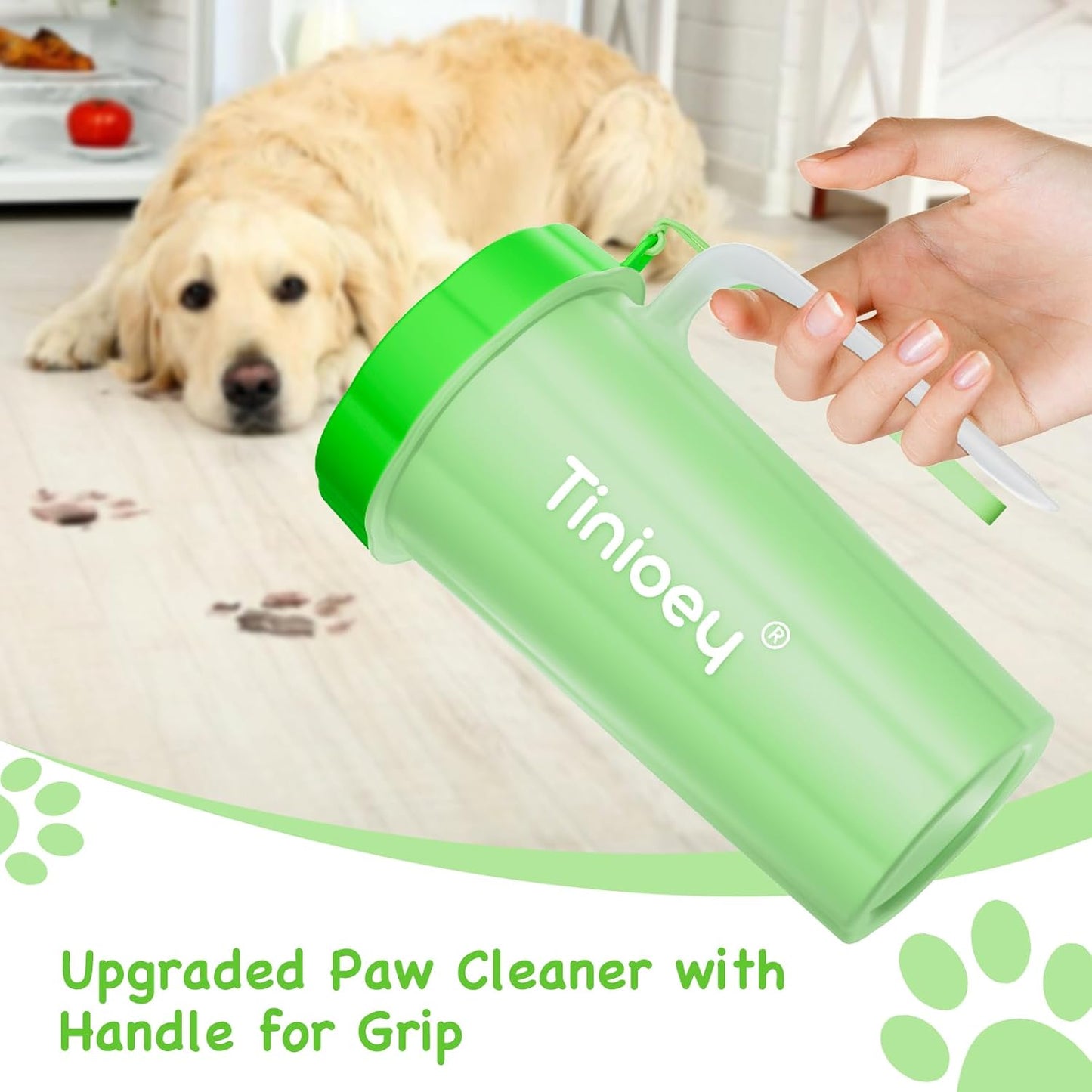 Paw Cleaner for Large Dogs with Handle | Dog Paw Cleaner Large Breed to Clean Muddy Paws | Dog Foot Cleaner | Paw Washer for Dogs & Pets| Dog Feet Washer (Green)