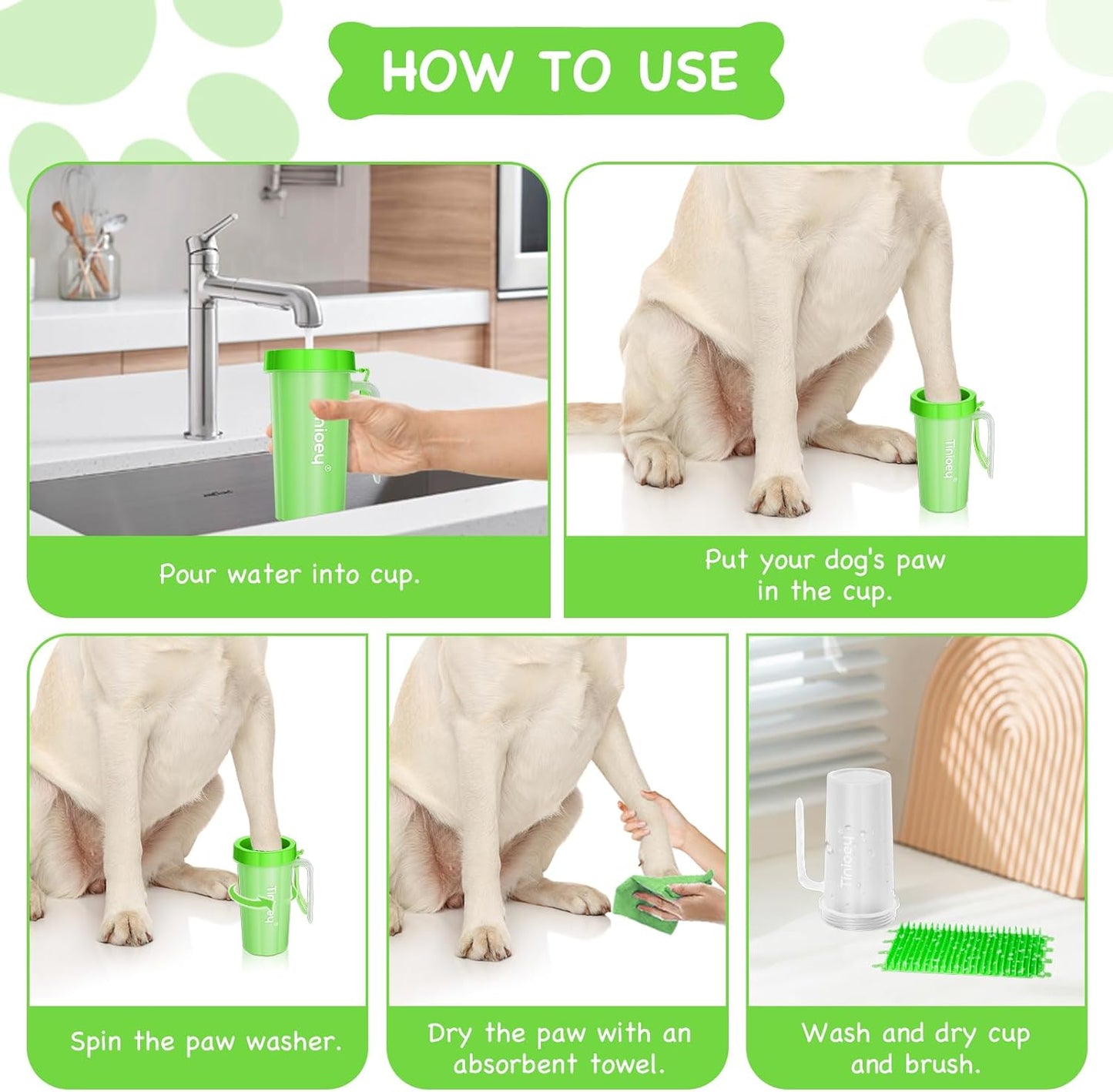 Paw Cleaner for Large Dogs with Handle | Dog Paw Cleaner Large Breed to Clean Muddy Paws | Dog Foot Cleaner | Paw Washer for Dogs & Pets| Dog Feet Washer (Green)