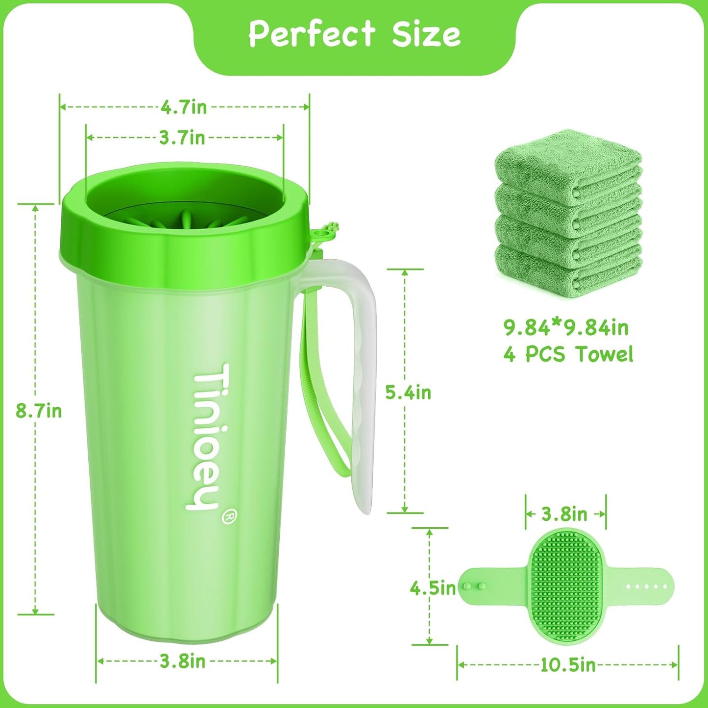 Paw Cleaner for Large Dogs with Handle | Dog Paw Cleaner Large Breed to Clean Muddy Paws | Dog Foot Cleaner | Paw Washer for Dogs & Pets| Dog Feet Washer (Green)