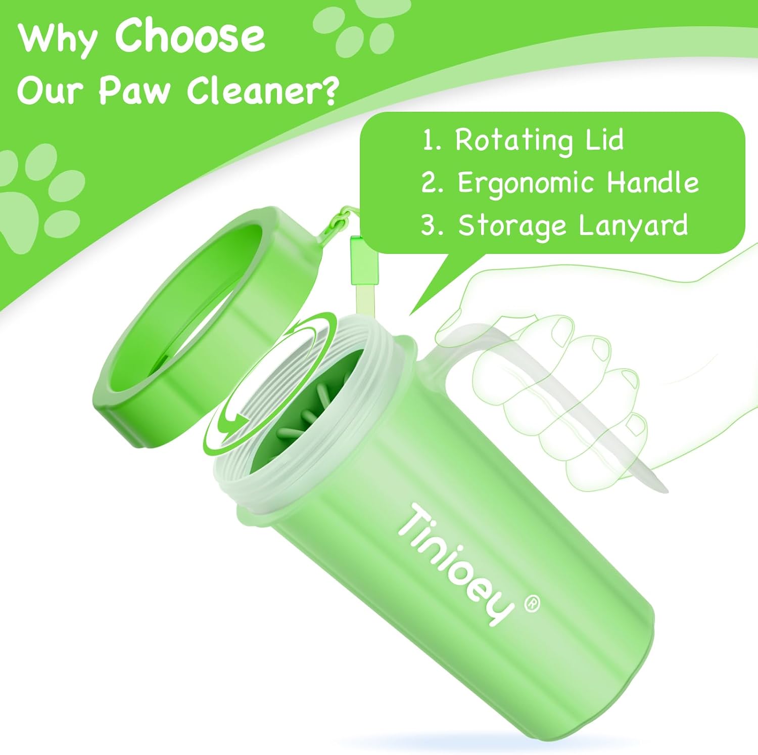 Paw Cleaner for Large Dogs with Handle | Dog Paw Cleaner Large Breed to Clean Muddy Paws | Dog Foot Cleaner | Paw Washer for Dogs & Pets|  Dog Feet Washer (Green)